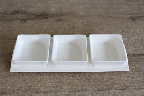 Square Saucer Set with Tray