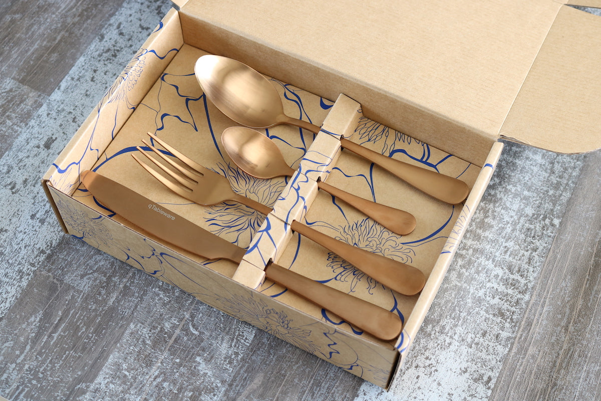 Classic 16 or 24 Piece Table Cutlery Matte Rose Gold